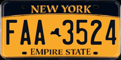 NY license plate FAA3524