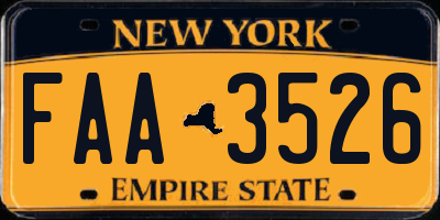 NY license plate FAA3526