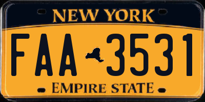 NY license plate FAA3531