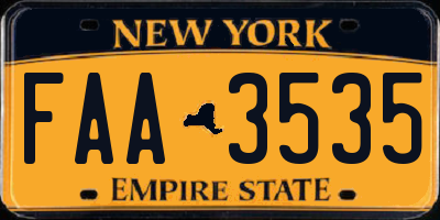 NY license plate FAA3535