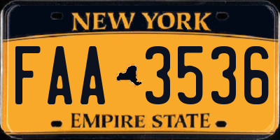 NY license plate FAA3536