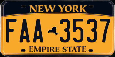 NY license plate FAA3537