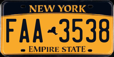 NY license plate FAA3538