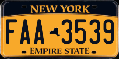 NY license plate FAA3539