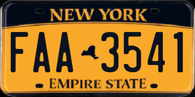 NY license plate FAA3541