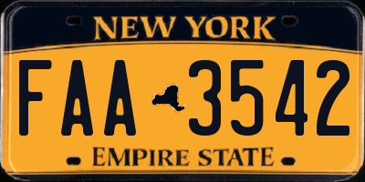 NY license plate FAA3542