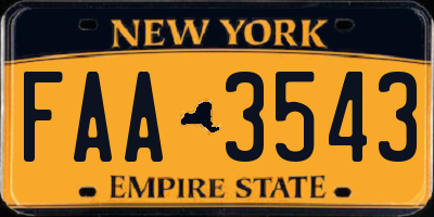 NY license plate FAA3543