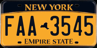 NY license plate FAA3545