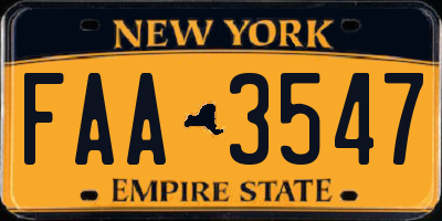 NY license plate FAA3547