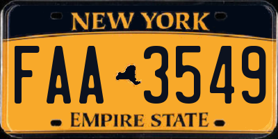 NY license plate FAA3549