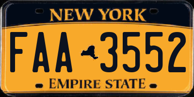 NY license plate FAA3552