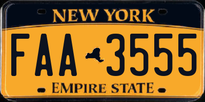 NY license plate FAA3555