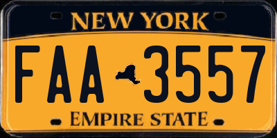 NY license plate FAA3557