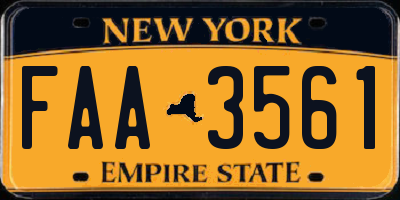 NY license plate FAA3561