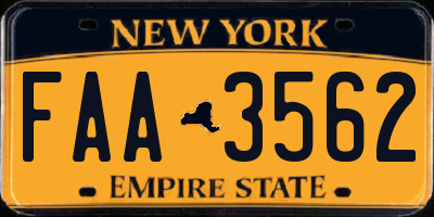 NY license plate FAA3562