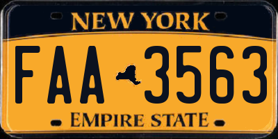 NY license plate FAA3563