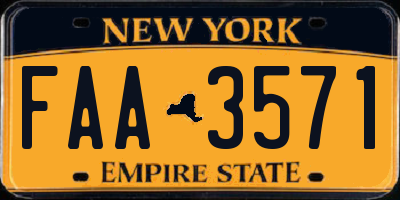 NY license plate FAA3571