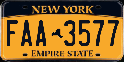 NY license plate FAA3577