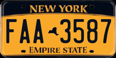 NY license plate FAA3587