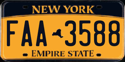 NY license plate FAA3588