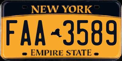 NY license plate FAA3589