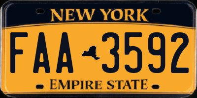 NY license plate FAA3592