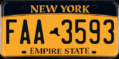 NY license plate FAA3593