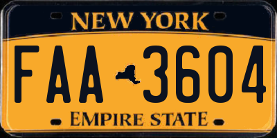 NY license plate FAA3604