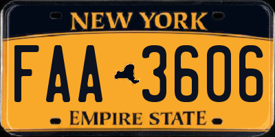 NY license plate FAA3606