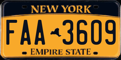 NY license plate FAA3609