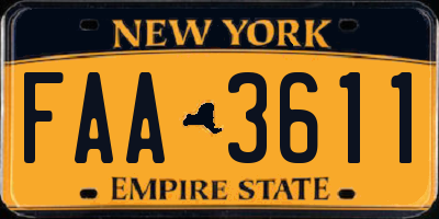 NY license plate FAA3611