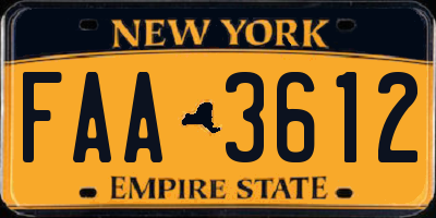 NY license plate FAA3612