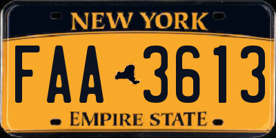 NY license plate FAA3613