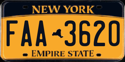 NY license plate FAA3620