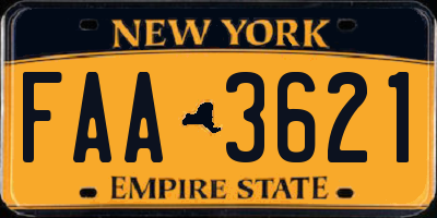 NY license plate FAA3621