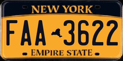 NY license plate FAA3622