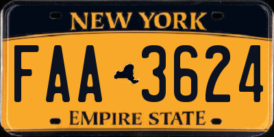 NY license plate FAA3624