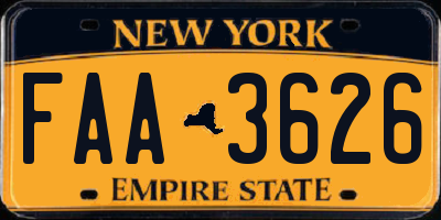 NY license plate FAA3626