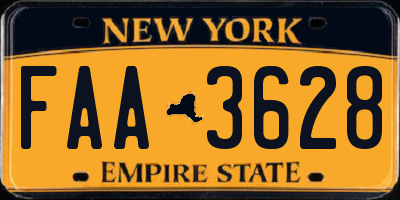 NY license plate FAA3628
