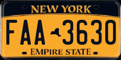 NY license plate FAA3630