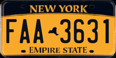 NY license plate FAA3631