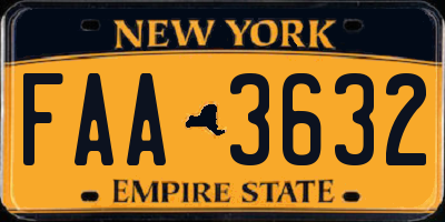 NY license plate FAA3632