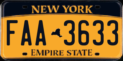 NY license plate FAA3633