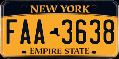 NY license plate FAA3638