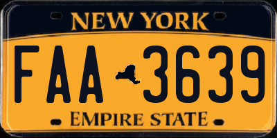 NY license plate FAA3639