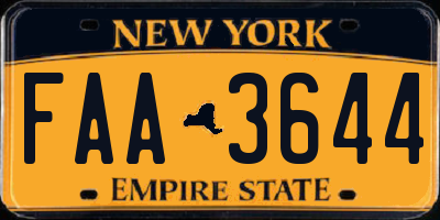 NY license plate FAA3644