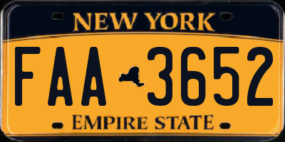 NY license plate FAA3652