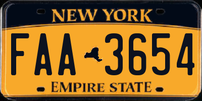 NY license plate FAA3654