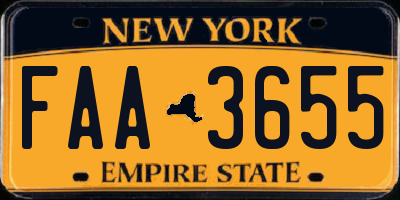 NY license plate FAA3655