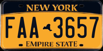 NY license plate FAA3657